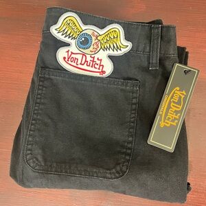 Von Dutch Pants Mens 30x32 Black Carpenter Jeans Workwear Logo Streetwear Y2K